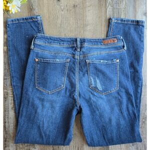 LEI Juniors Dark Wash Distressed Ripped Skinny Jeans Size 7‎ Regular Denim